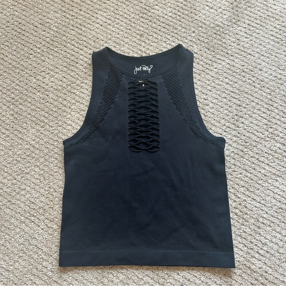 Black Tank Top With Cutouts Size: Small